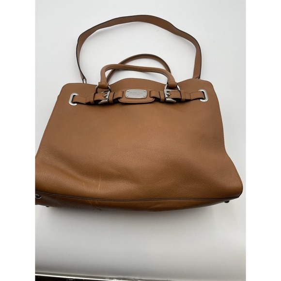Michael Kors Hamilton Crossbody Shoulder Bag Tote Cognac Leather - Picture 1 of 16